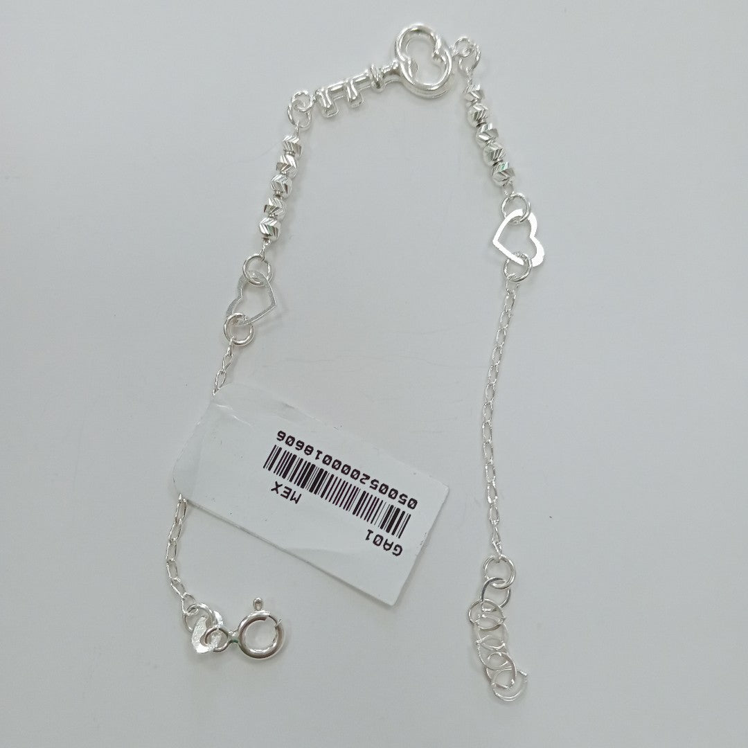 PULSERA TEJIDO LLAVE PLATA .925 18 CM 2.3 GR (NUEVO)