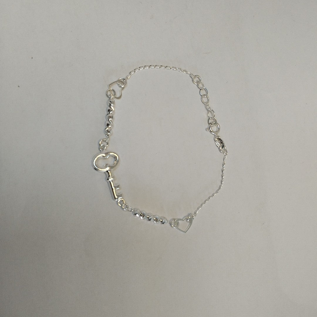 PULSERA TEJIDO LLAVE PLATA .925 18 CM 2.3 GR (NUEVO)