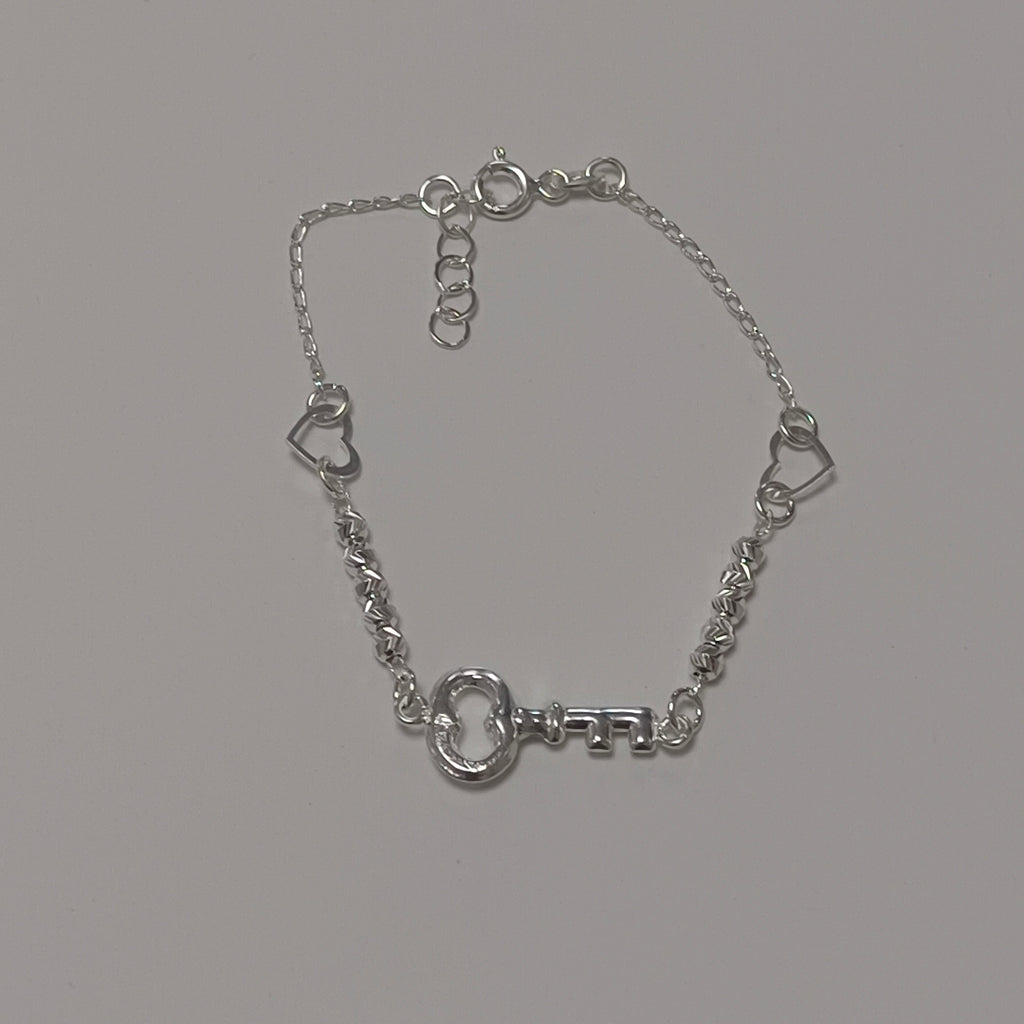 PULSERA TEJIDO LLAVE PLATA .925 18 CM 2.3 GR (NUEVO)