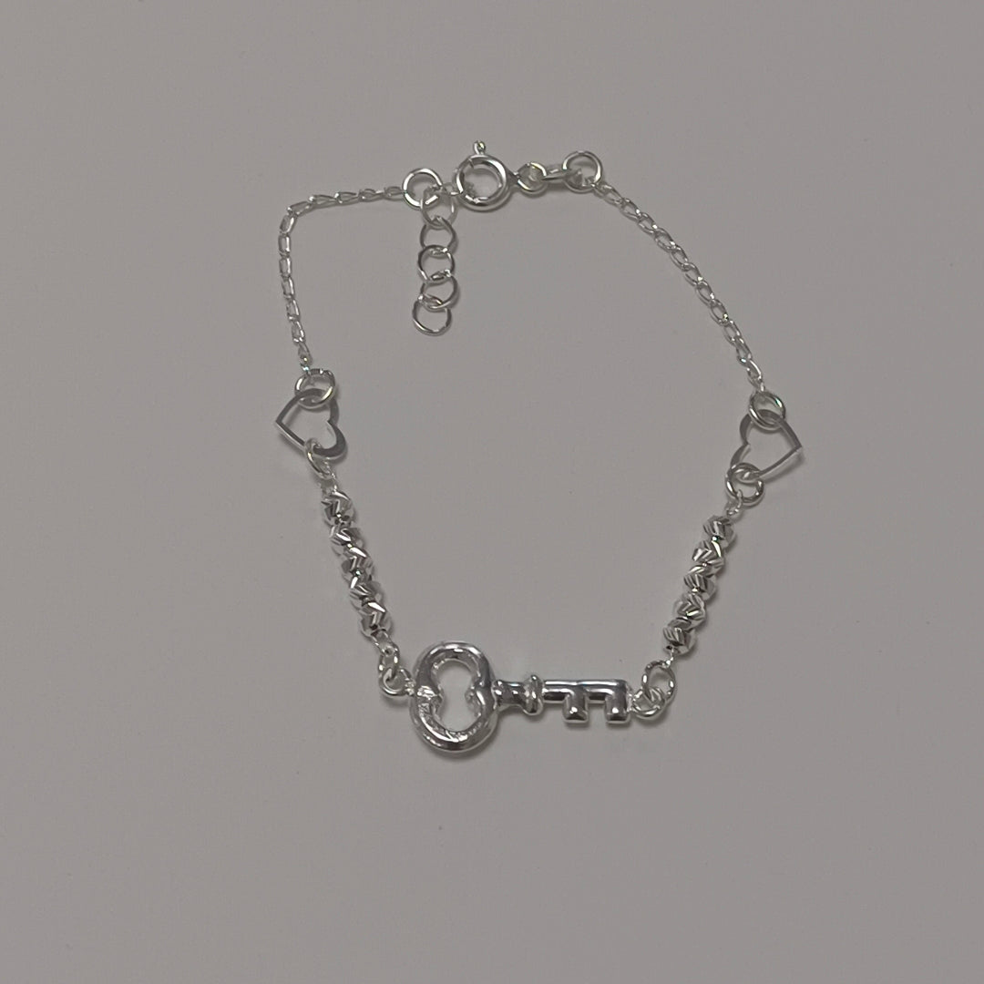 PULSERA TEJIDO LLAVE PLATA .925 18 CM 2.3 GR (NUEVO)