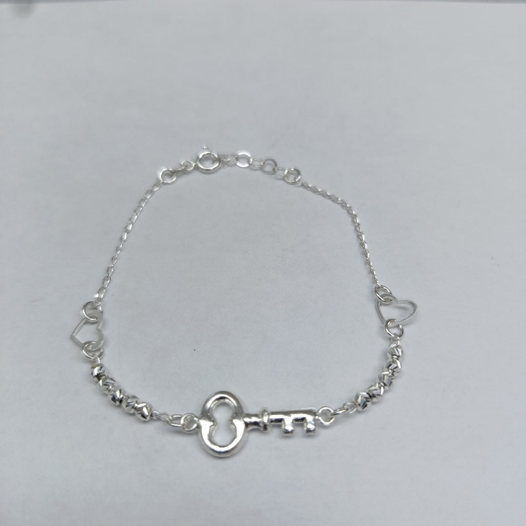 PULSERA TEJIDO LLAVE PLATA .925 18 CM 2.4 GR (NUEVO)