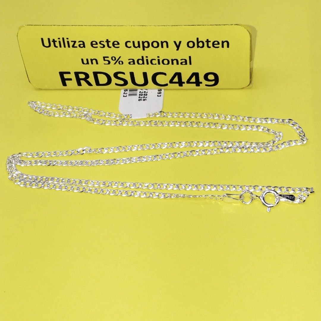 CADENA TEJIDO BARBADO PLATA .925 60 CM 5.7 GR (NUEVO)