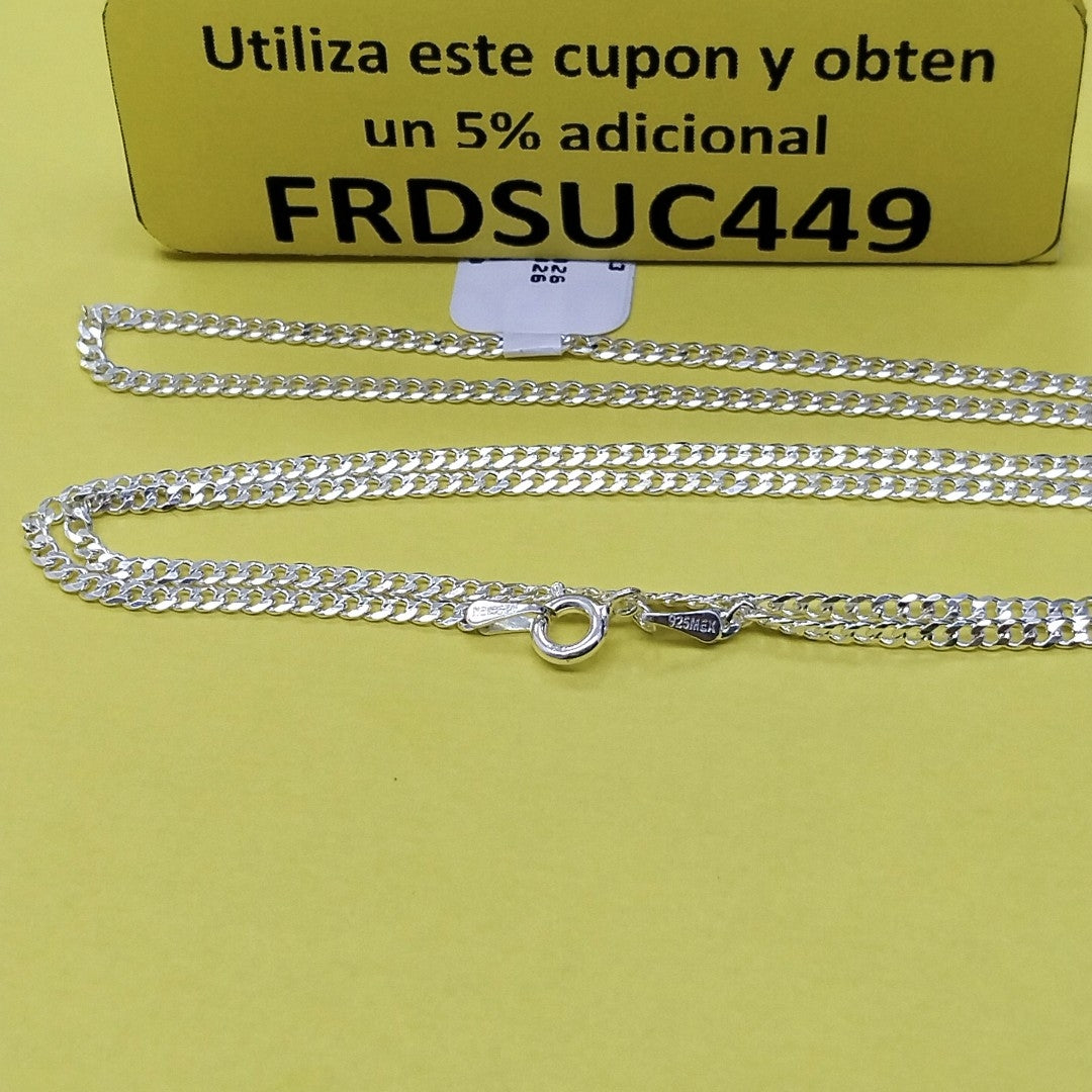 CADENA TEJIDO BARBADO PLATA .925 60 CM 5.6 GR (NUEVO)