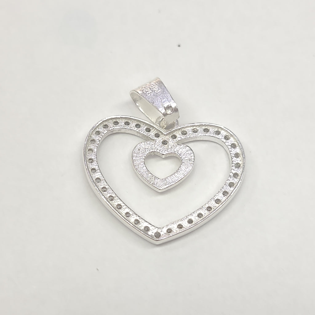 DIJE CORAZON C/CIRCONIAS PLATA .925 2.7 GR (NUEVO)