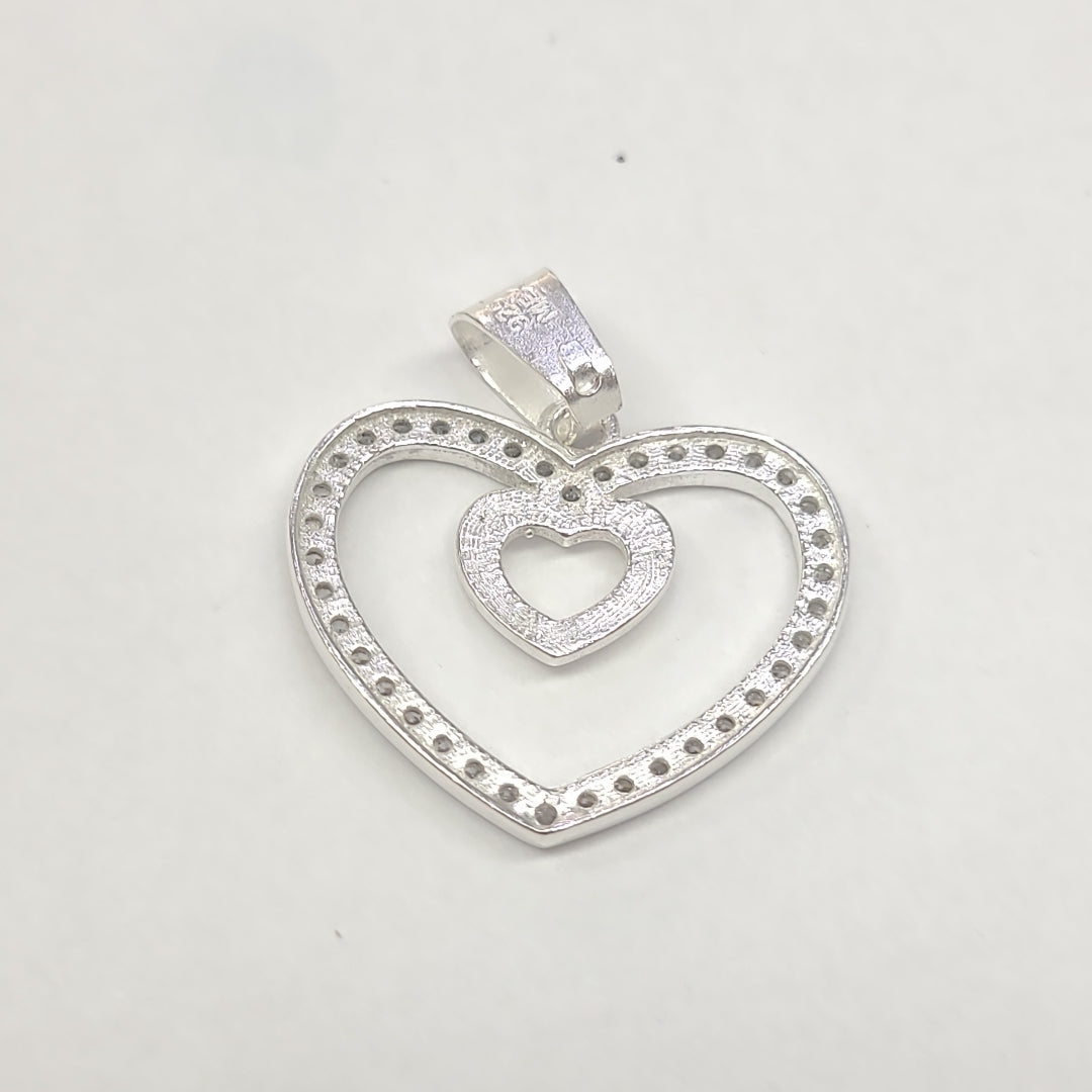 DIJE CORAZON C/CIRCONIAS PLATA .925 2.7 GR (NUEVO)