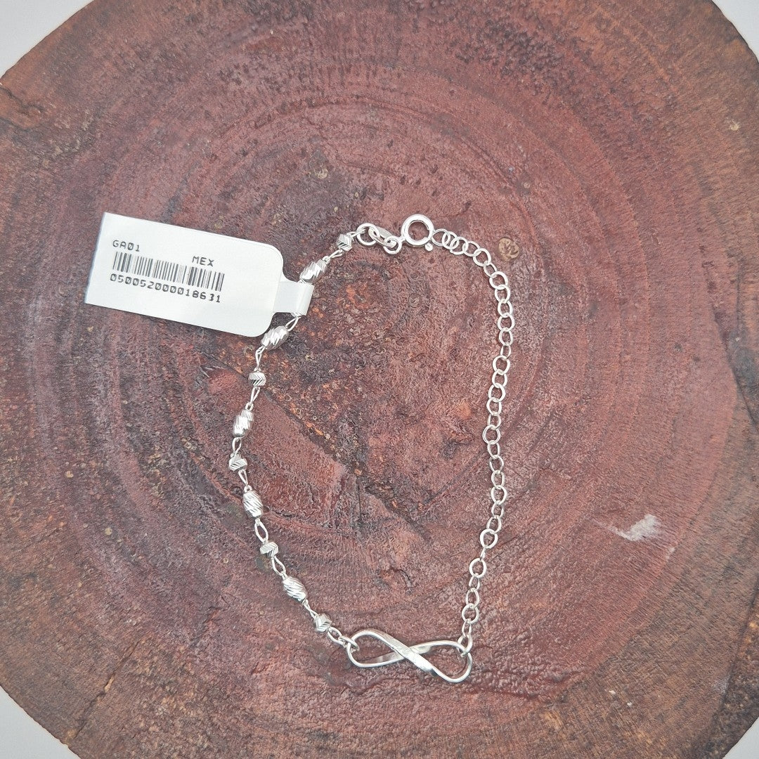PULSERA TEJIDO INFINITO PLATA .925 18 CM 2.2 GR (NUEVO)