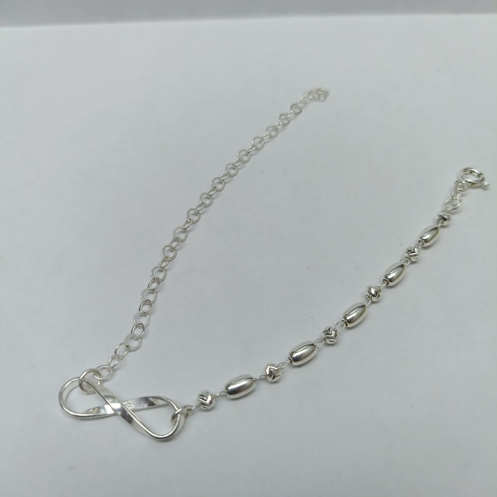 PULSERA TEJIDO INFINITO PLATA .925 18 CM 2.3 GR (NUEVO)