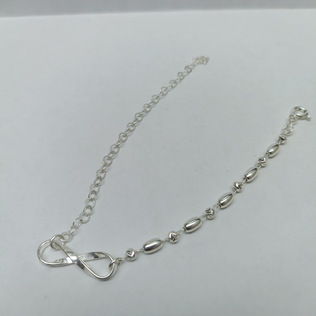 PULSERA TEJIDO INFINITO PLATA .925 18 CM 2.3 GR (NUEVO)