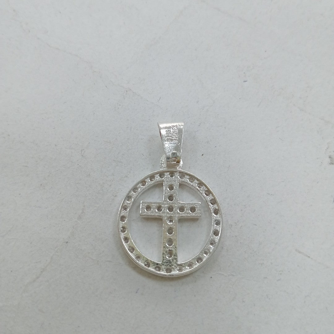 DIJE CRUZ C/CIRCONIAS PLATA .925 2.4 GR (NUEVO)