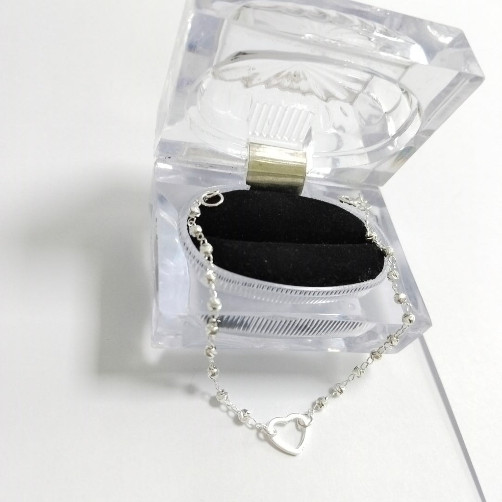 PULSERA TEJIDO CORAZON PLATA .925 18 CM 2 GR (NUEVO)