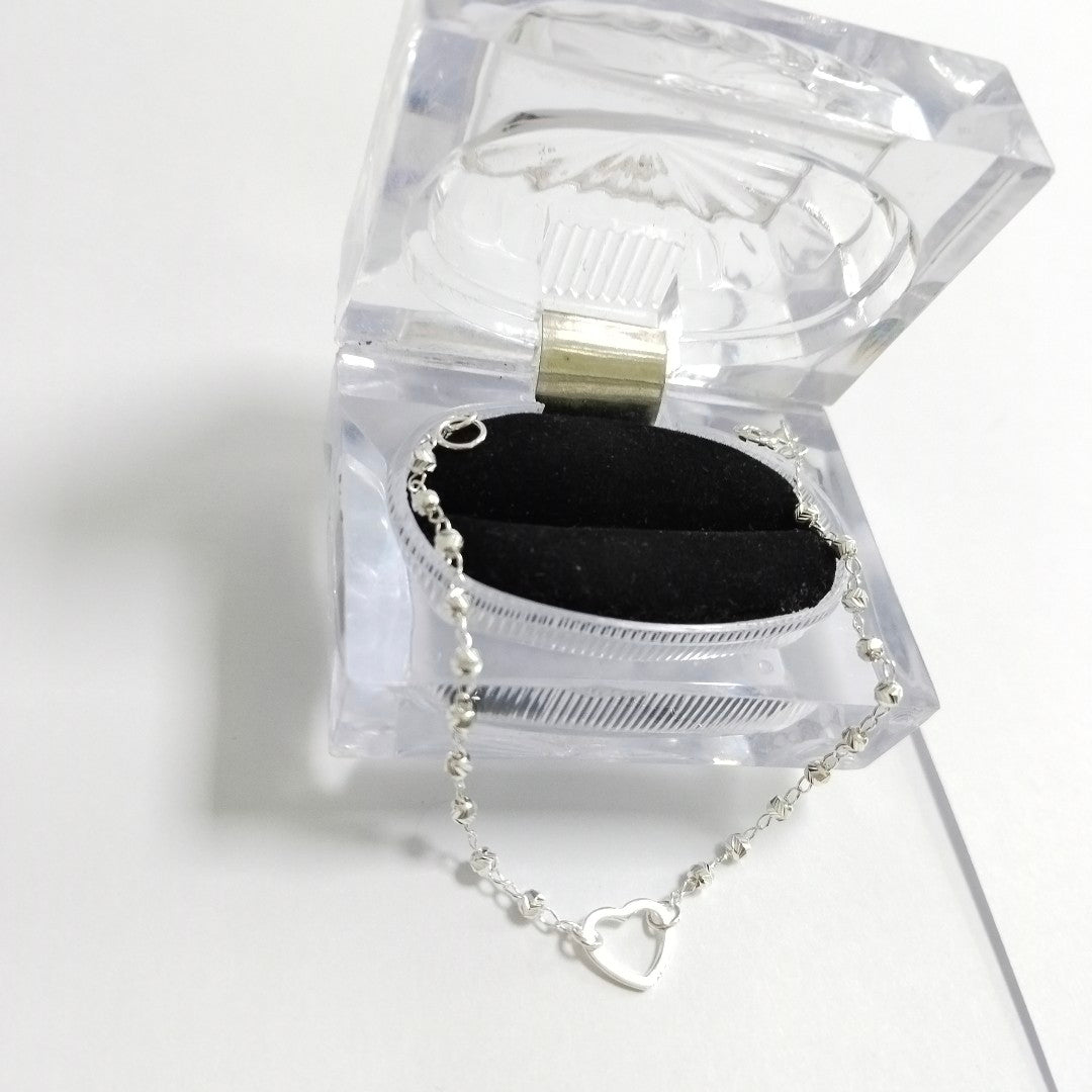 PULSERA TEJIDO CORAZON PLATA .925 18 CM 2 GR (NUEVO)