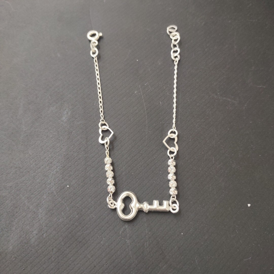 PULSERA TEJIDO LLAVE PLATA .925 18 CM 2.3 GR (NUEVO)