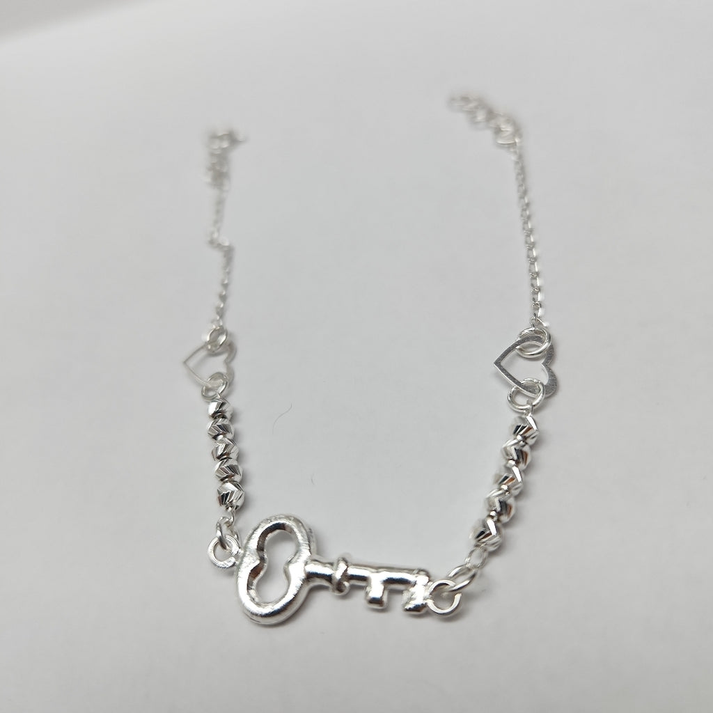 PULSERA TEJIDO LLAVE PLATA .925 18 CM 2.4 GR (NUEVO)
