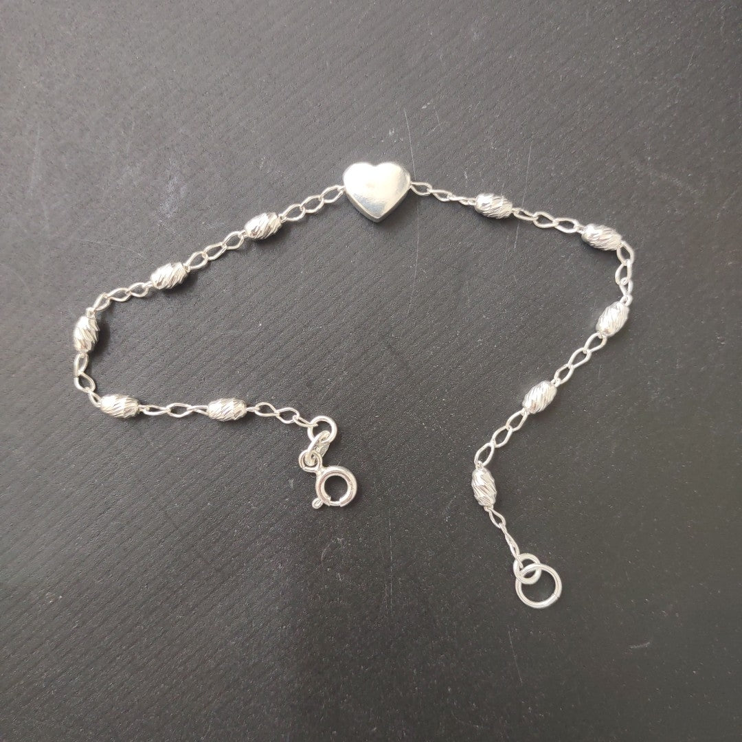 PULSERA TEJIDO CORAZON PLATA .925 18 CM 3.3 GR (NUEVO)