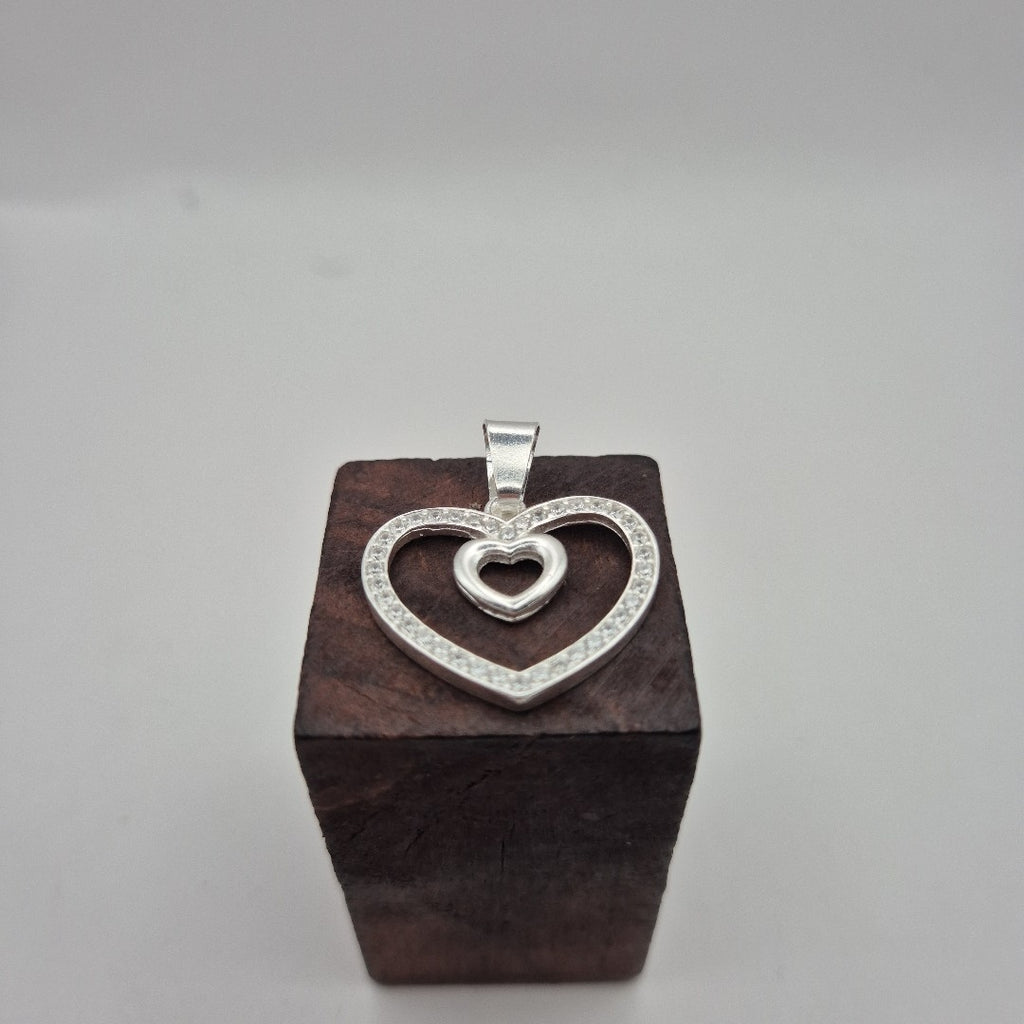 DIJE CORAZON C/CIRCONIAS PLATA .925 2.7 GR (NUEVO)