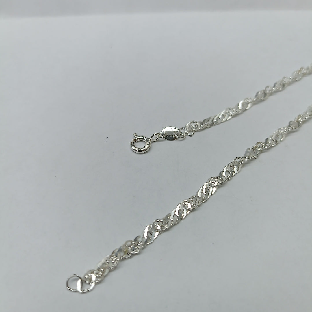 CADENA TEJIDO MEDIO TORZAL PLATA .925 55 CM 5.6 GR (NUEVO)