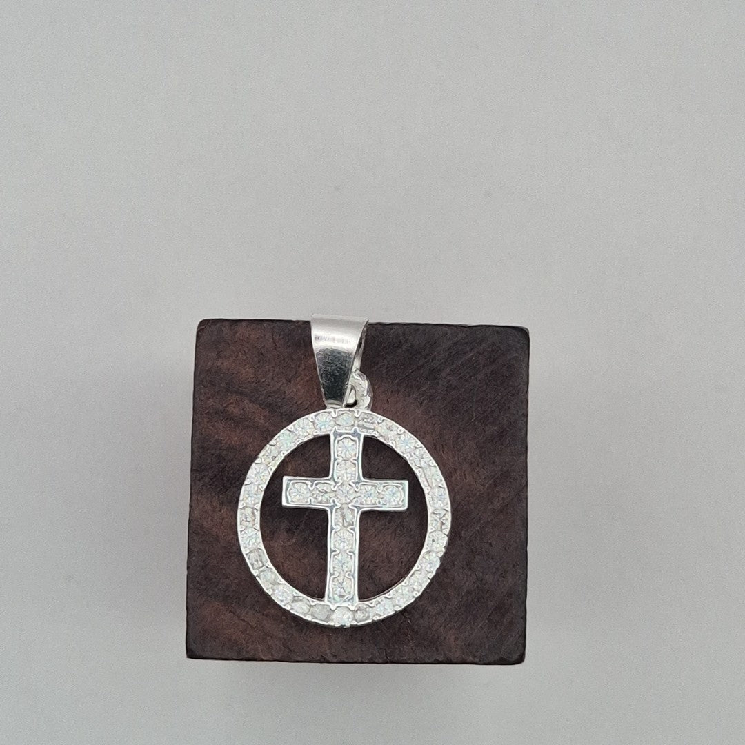 DIJE CRUZ C/CIRCONIAS PLATA .925 2.4 GR (NUEVO)