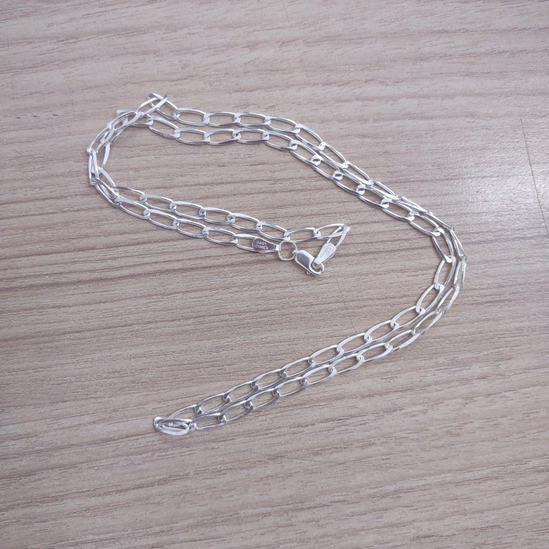 CADENA TEJIDO ESLABONES PLATA .925 60 CM 10.7 GR (NUEVO)