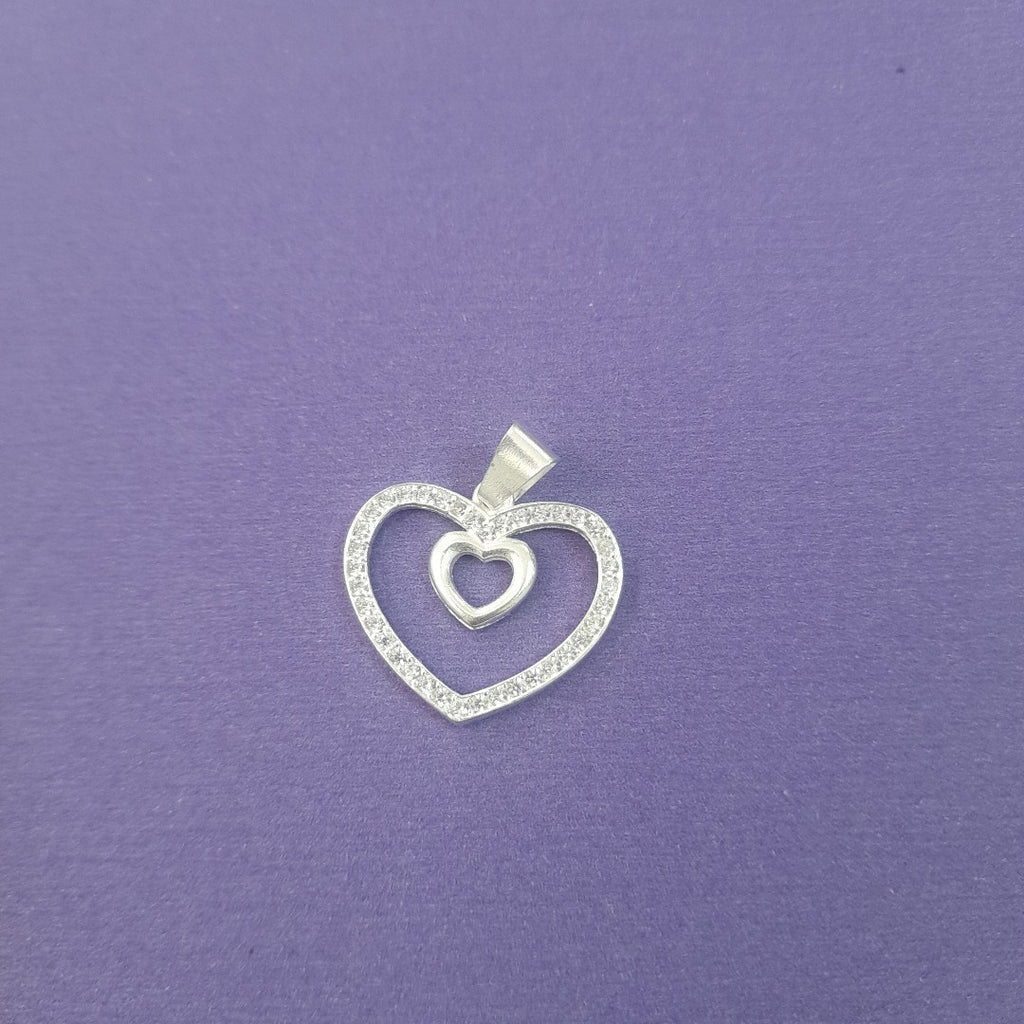 DIJE CORAZON C/CIRCONIAS PLATA .925 2.7 GR (NUEVO)