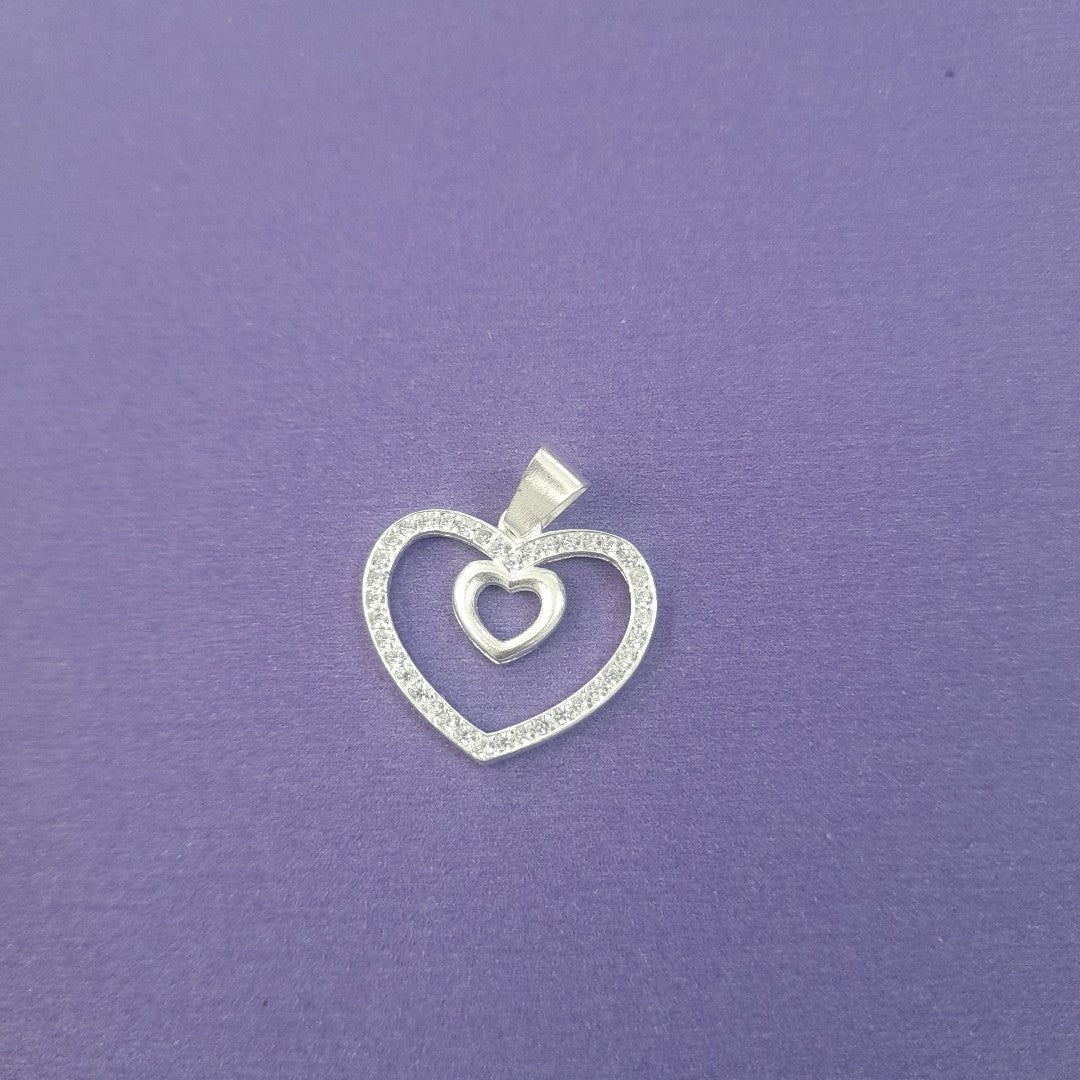 DIJE CORAZON C/CIRCONIAS PLATA .925 2.7 GR (NUEVO)