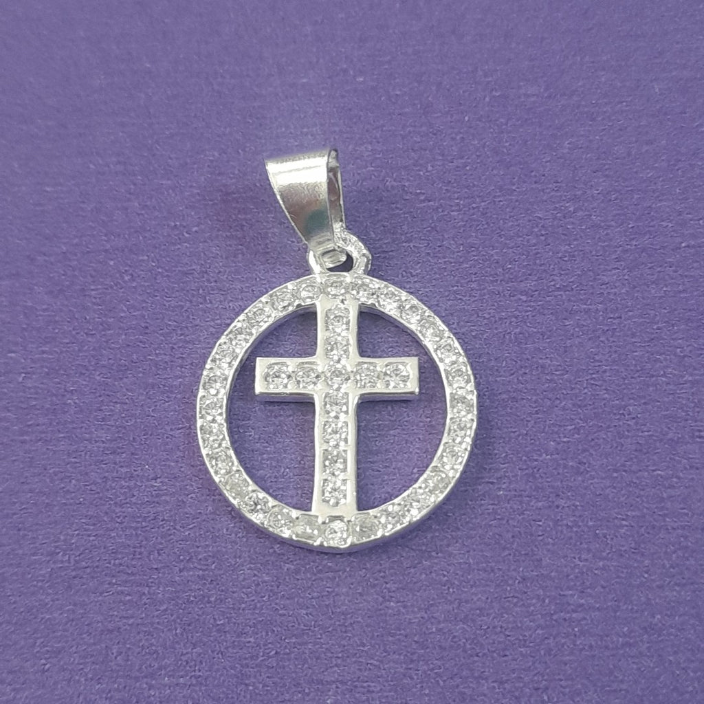 DIJE CRUZ C/CIRCONIAS PLATA .925 2.4 GR (NUEVO)