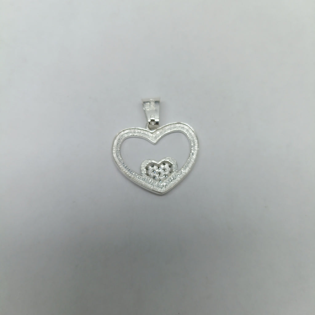 DIJE CORAZON C/CIRCONIAS PLATA .925 2.6 GR (NUEVO)