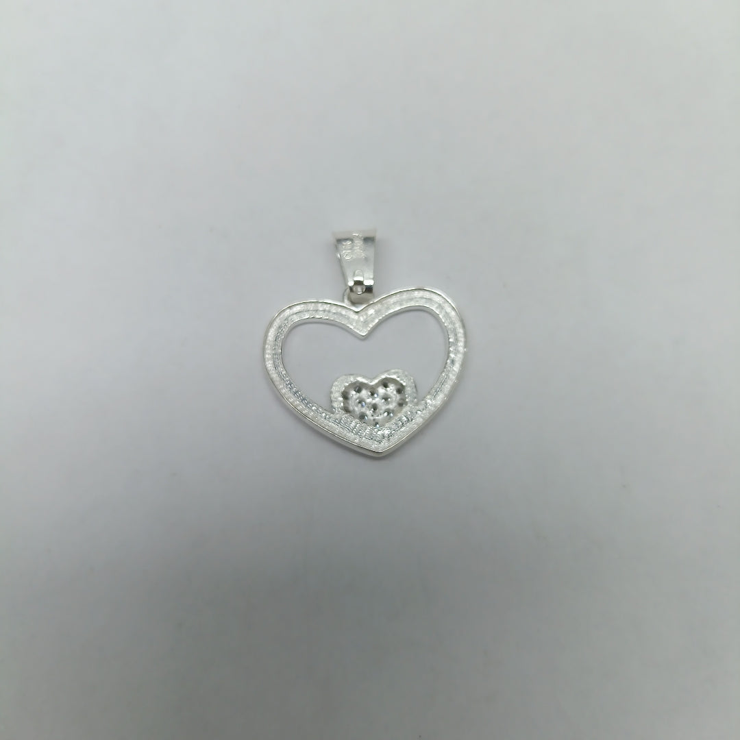 DIJE CORAZON C/CIRCONIAS PLATA .925 2.6 GR (NUEVO)