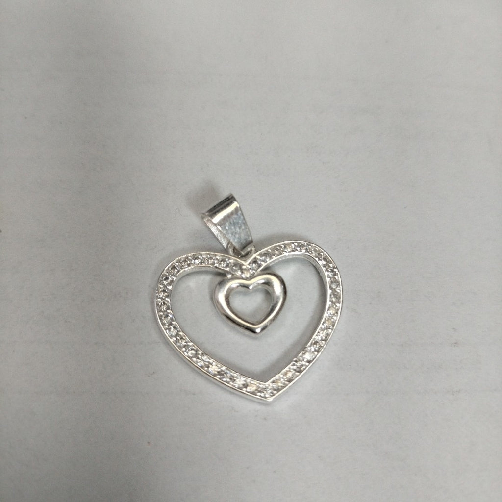 DIJE CORAZON C/CIRCONIAS PLATA .925 2.7 GR (NUEVO)