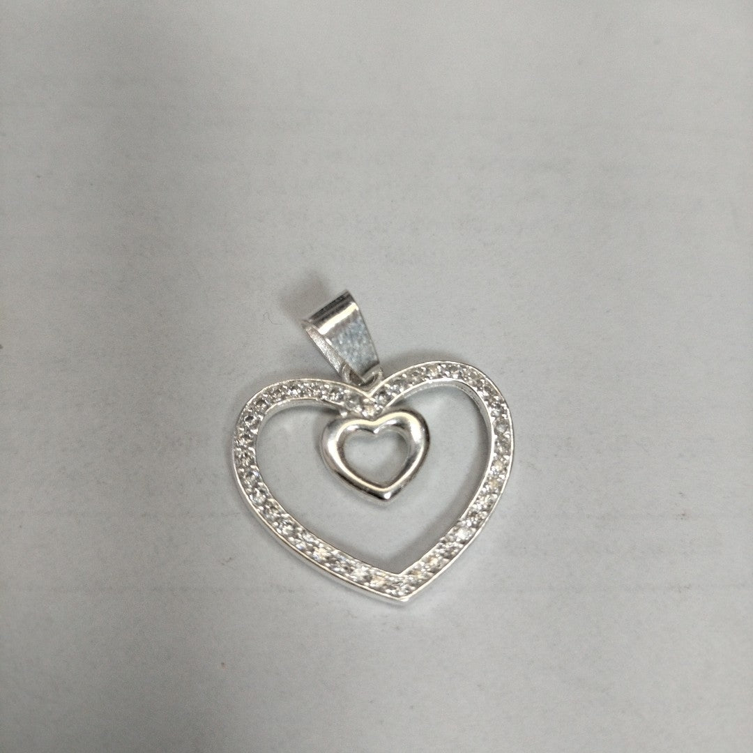DIJE CORAZON C/CIRCONIAS PLATA .925 2.7 GR (NUEVO)