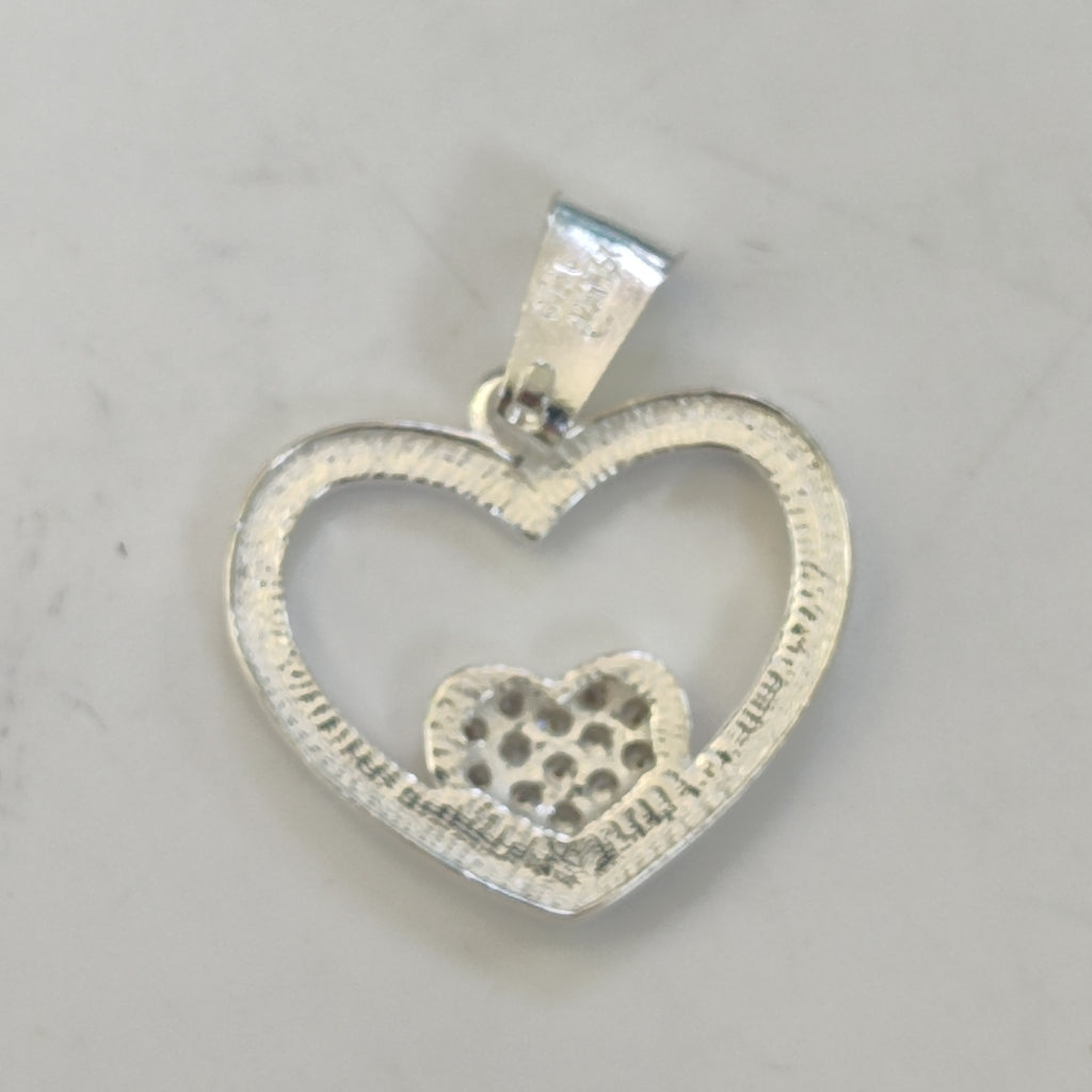 DIJE CORAZON C/CIRCONIAS PLATA .925 2.5 GR (NUEVO)