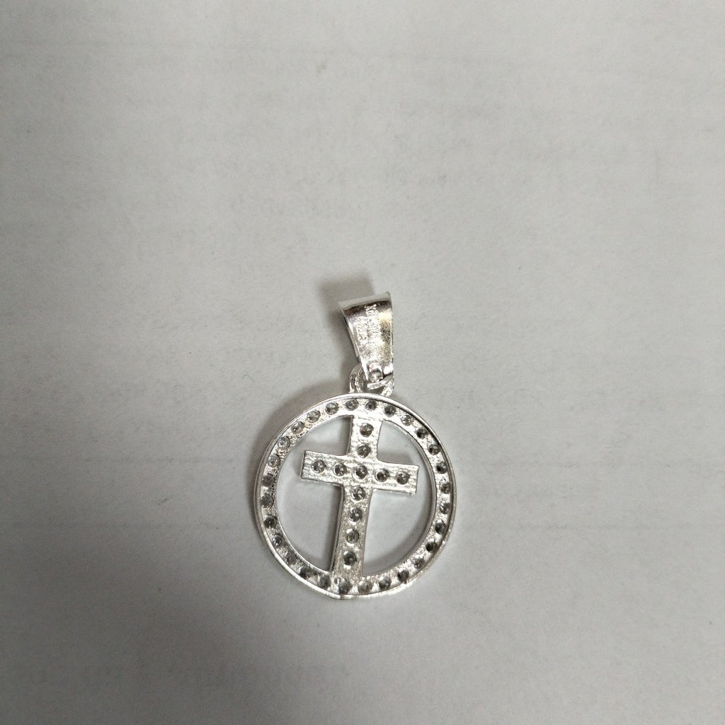 DIJE CRUZ C/CIRCONIAS PLATA .925 2.5 GR (NUEVO)