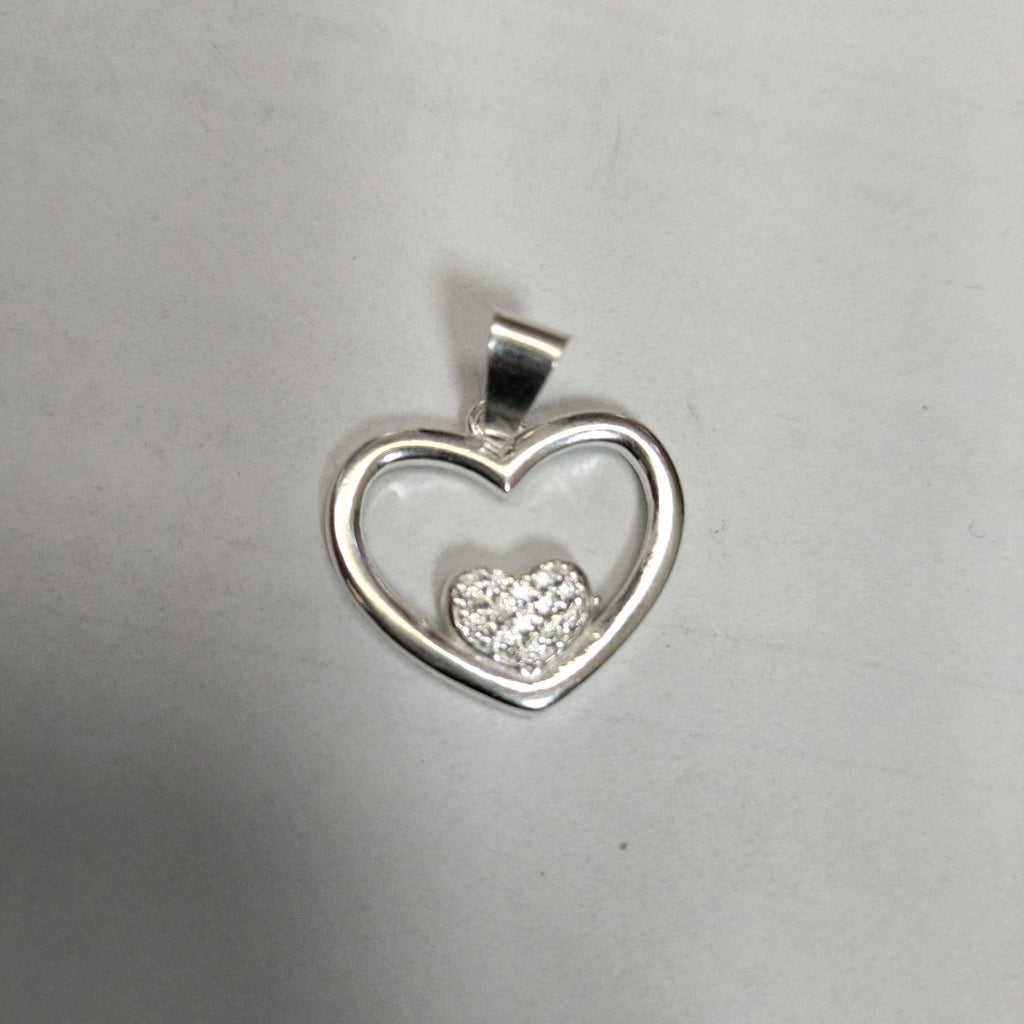 DIJE CORAZON C/CIRCONIAS PLATA .925 2.5 GR (NUEVO)