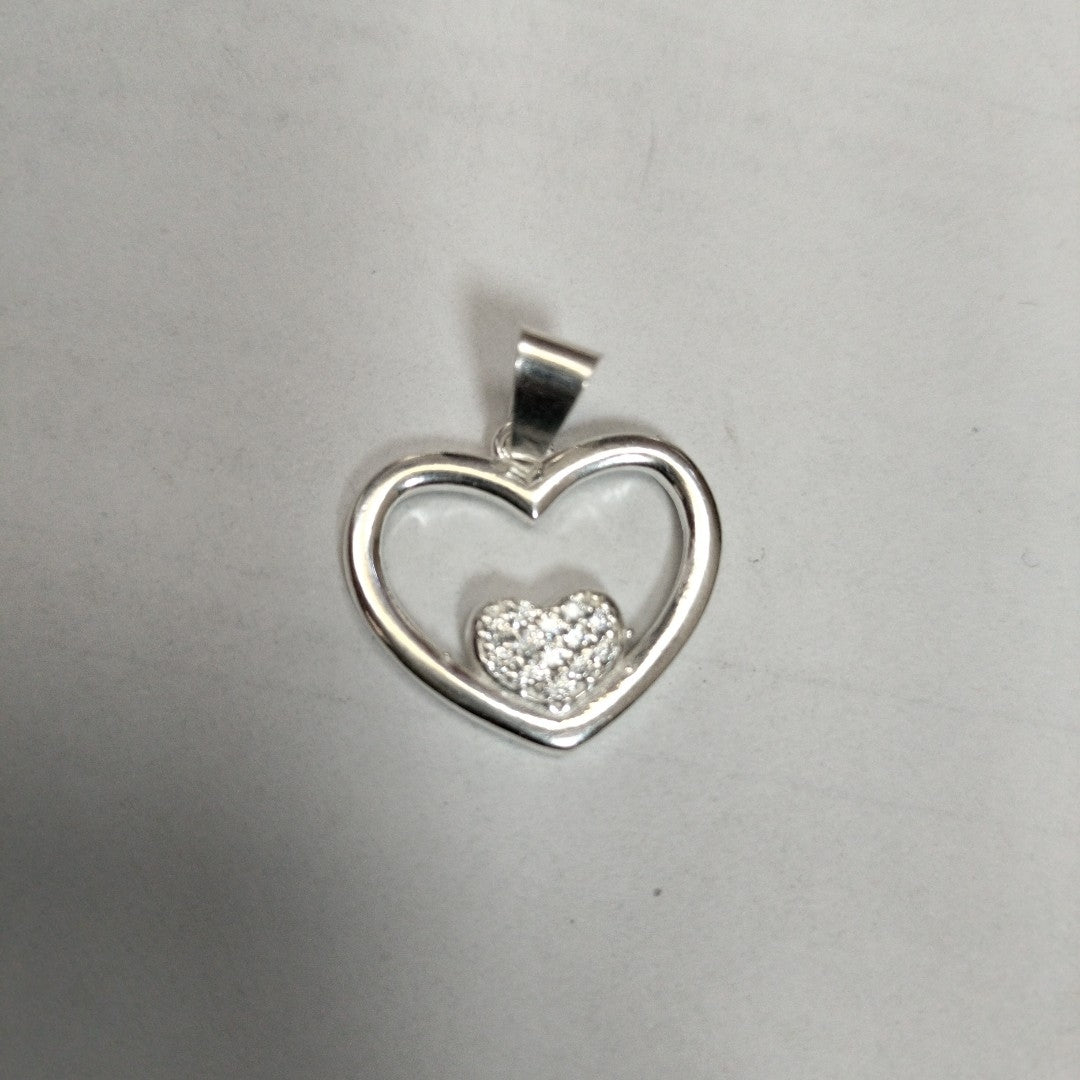 DIJE CORAZON C/CIRCONIAS PLATA .925 2.5 GR (NUEVO)