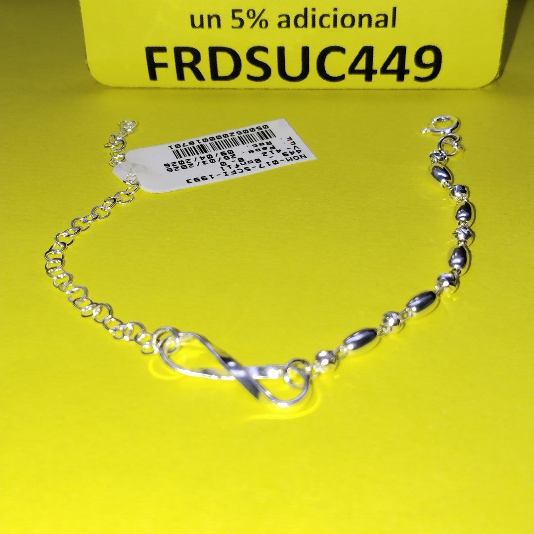 PULSERA TEJIDO INFINITO PLATA .925 18 CM 2.4 GR (NUEVO)
