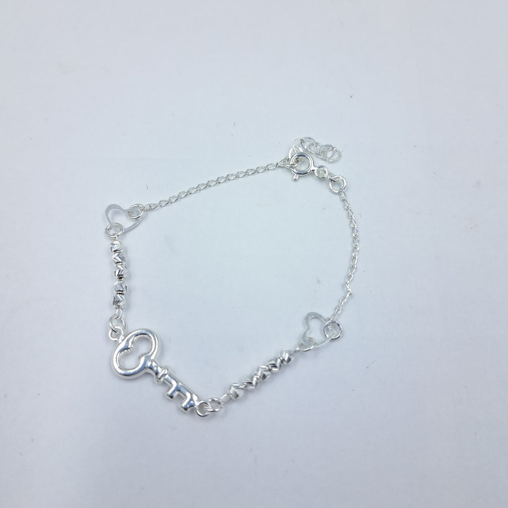 PULSERA TEJIDO LLAVE PLATA .925 18 CM 2.3 GR (NUEVO)