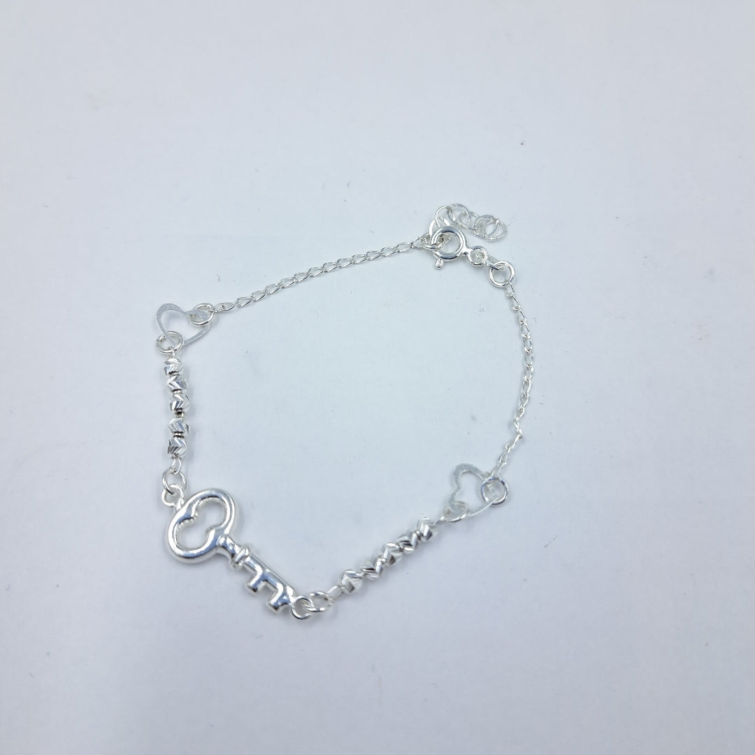 PULSERA TEJIDO LLAVE PLATA .925 18 CM 2.3 GR (NUEVO)