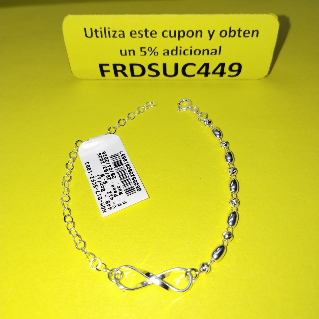 PULSERA TEJIDO INFINITO PLATA .925 18 CM 2.3 GR (NUEVO)