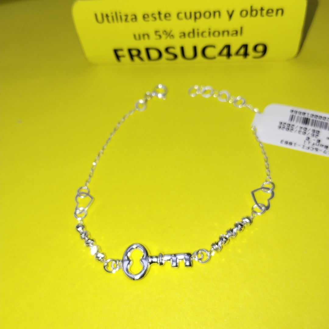 PULSERA TEJIDO LLAVE PLATA .925 18 CM 2.3 GR (NUEVO)