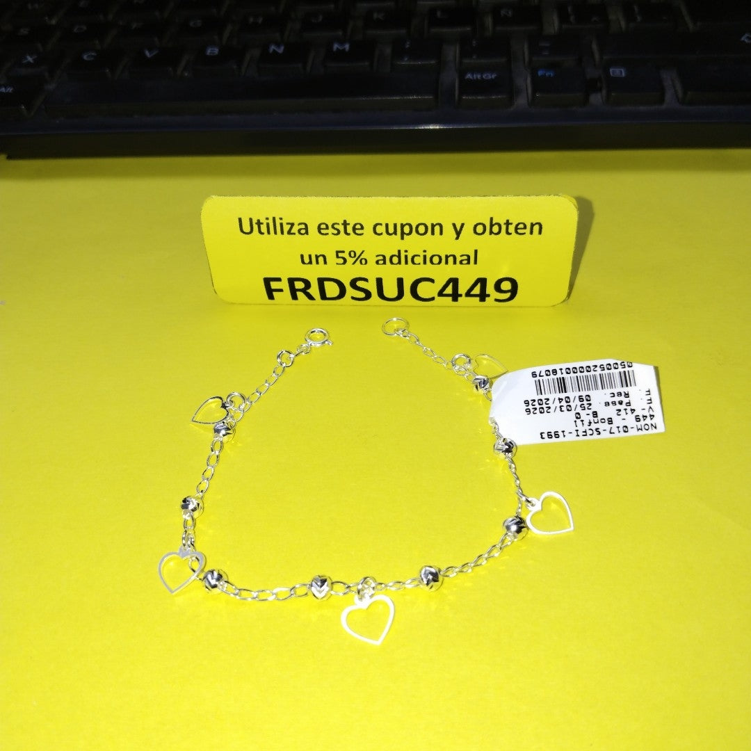 PULSERA TEJIDO ESPECIAL PLATA .925 18 CM 2.7 GR (NUEVO)