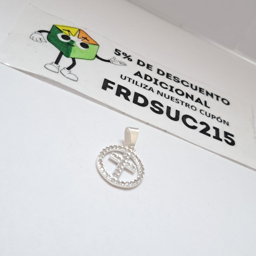 DIJE CRUZ C/CIRCONIAS PLATA .925 2.4 GR (NUEVO)