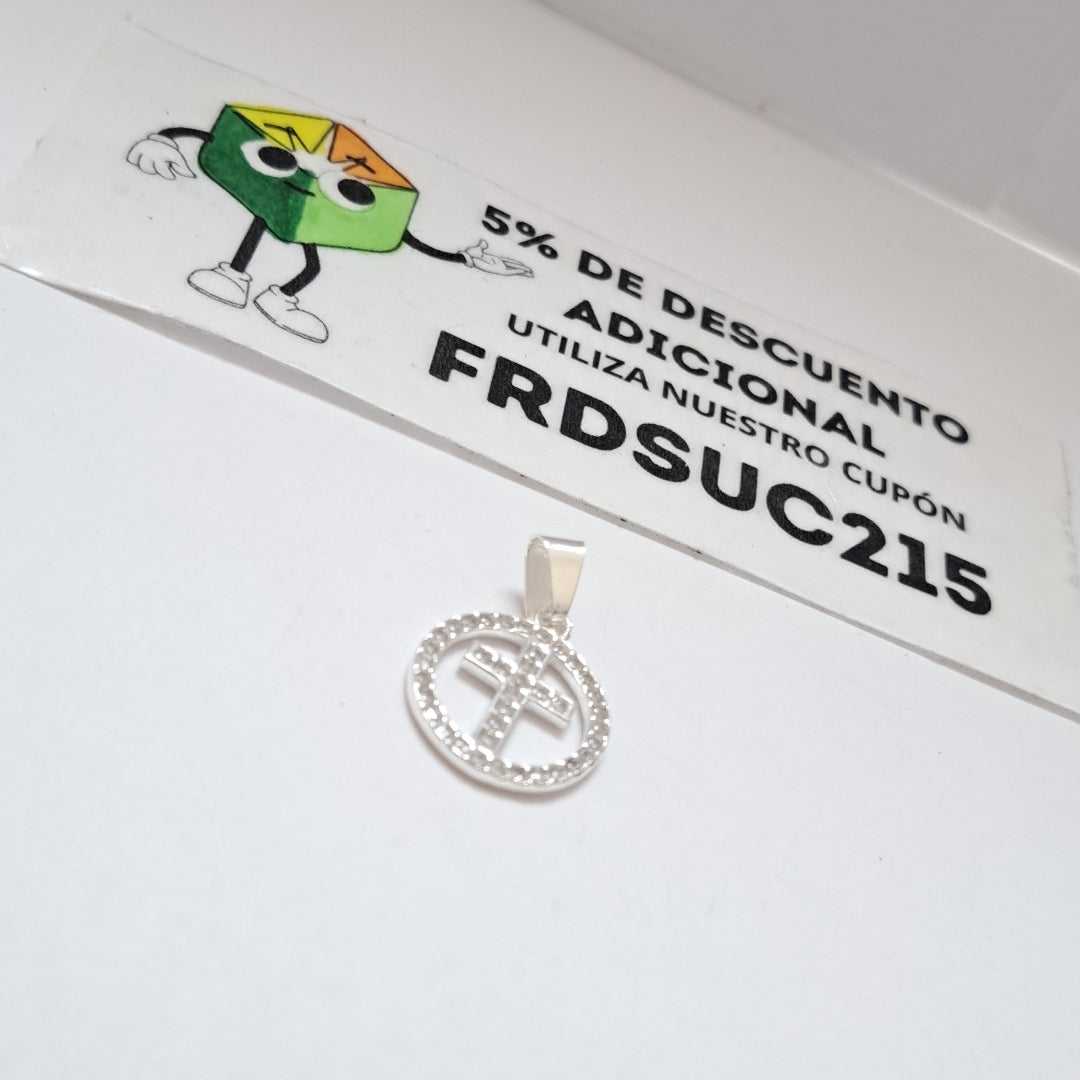 DIJE CRUZ C/CIRCONIAS PLATA .925 2.4 GR (NUEVO)