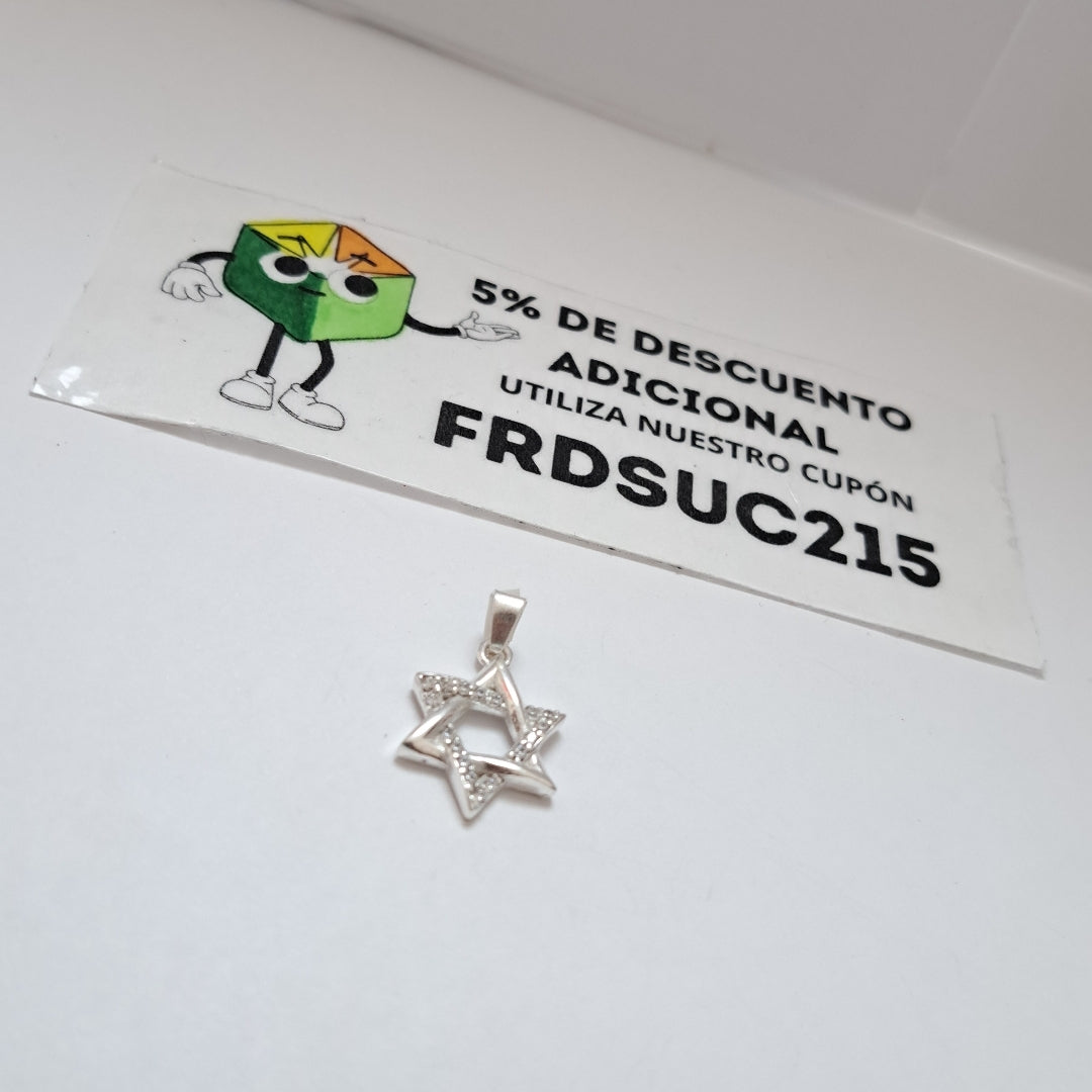 DIJE ESTRELLA DE DAVID C/CIRCONIAS PLATA .925 2.7 GR (NUEVO)