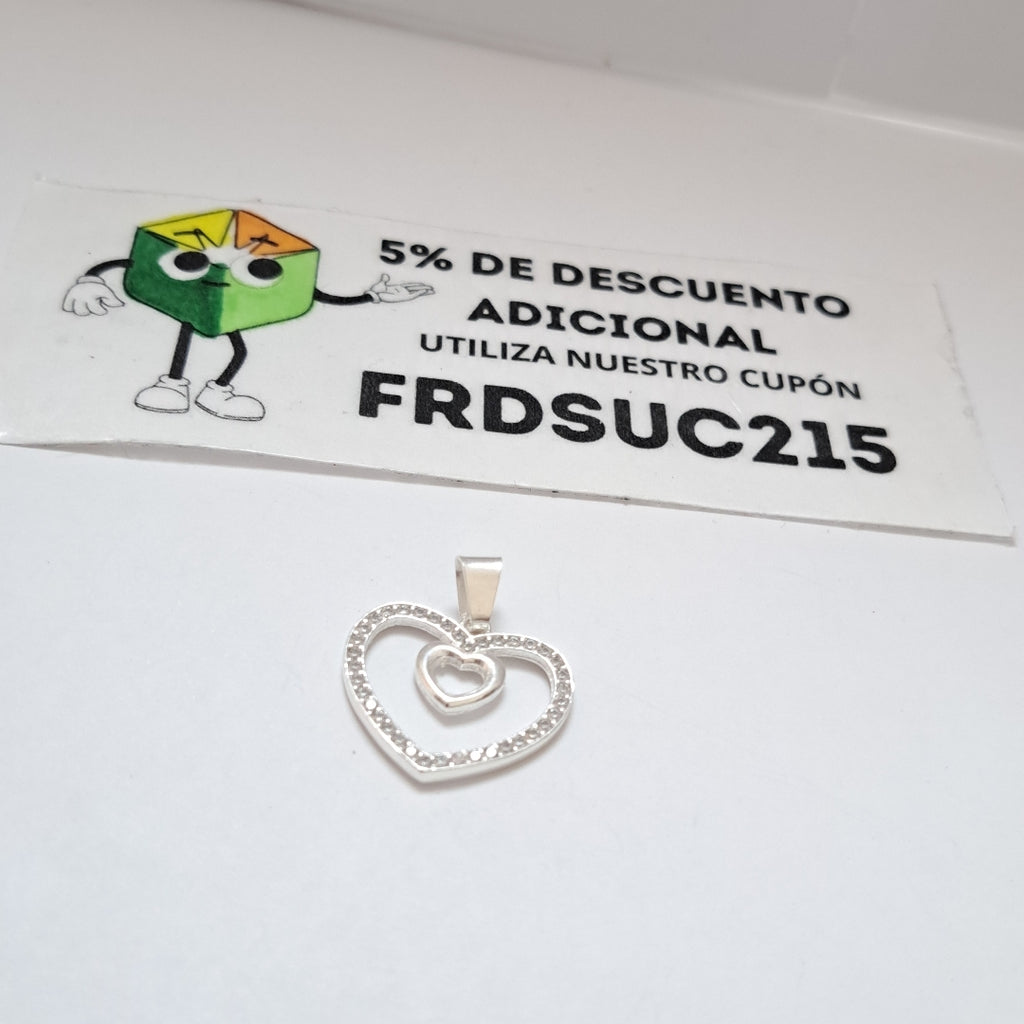 DIJE CORAZON C/CIRCONIAS PLATA .925 2.7 GR (NUEVO)