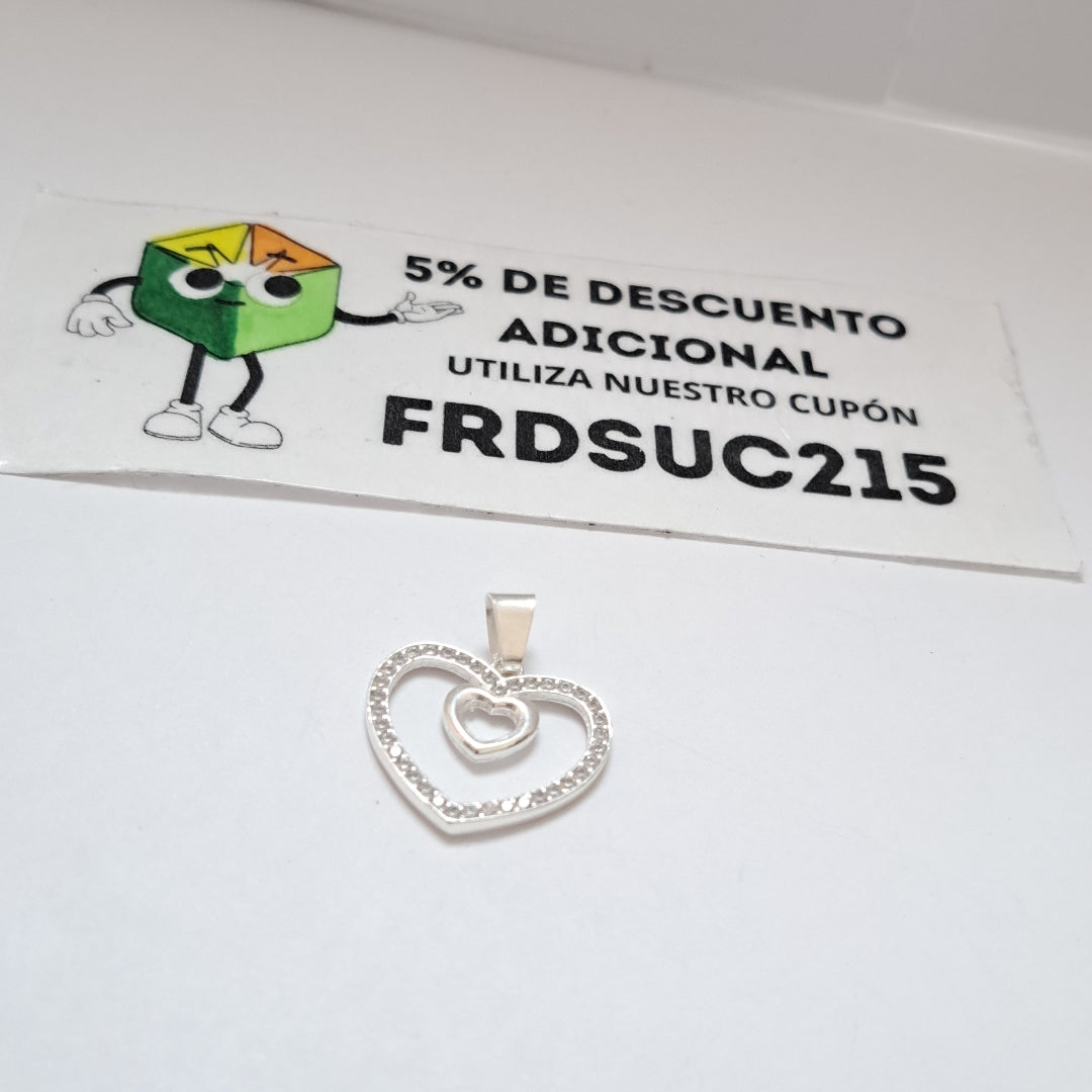 DIJE CORAZON C/CIRCONIAS PLATA .925 2.7 GR (NUEVO)