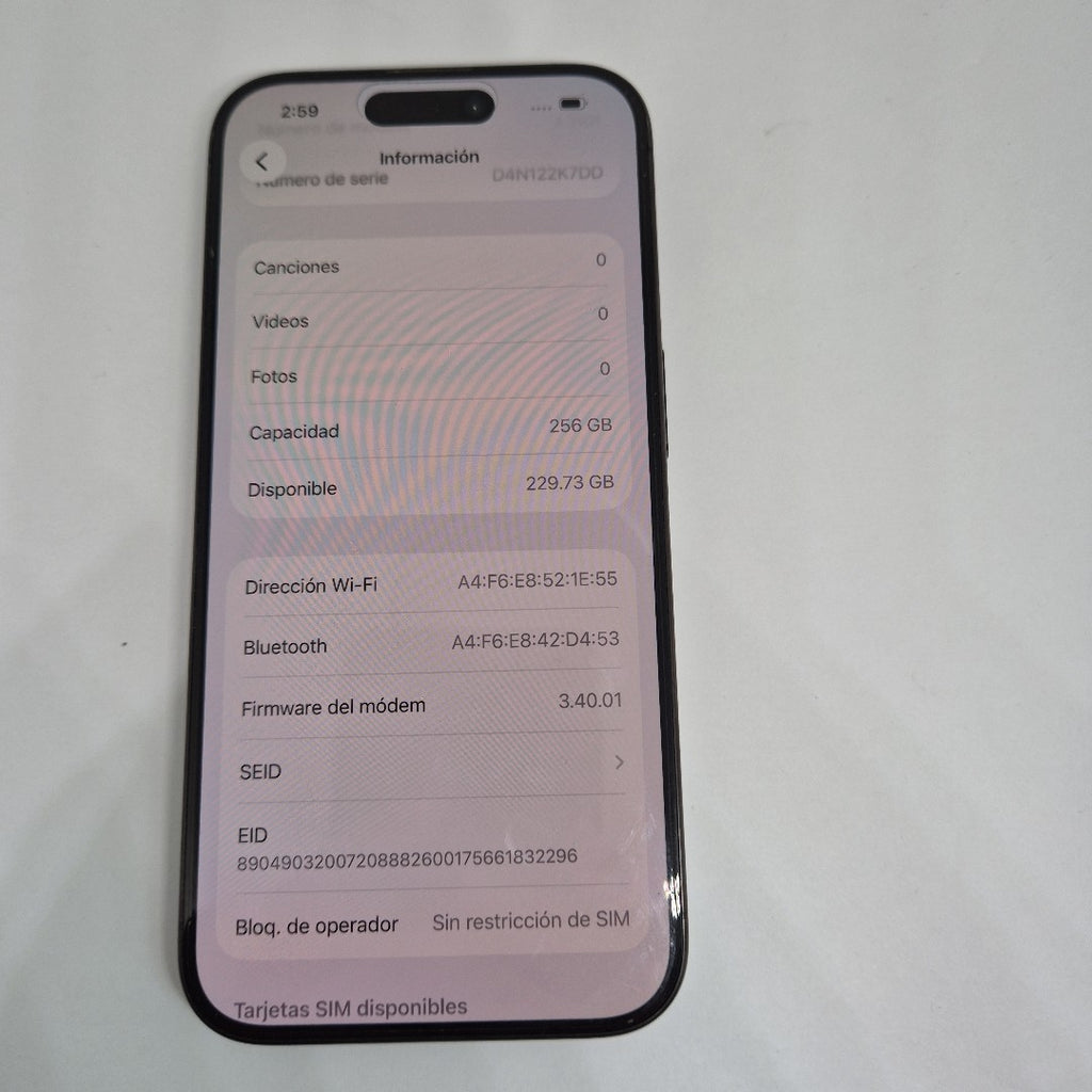 CELULAR APPLE IPHONE 15 PRO A3101 256 GB 8 GB RAM (SEMINUEVO)