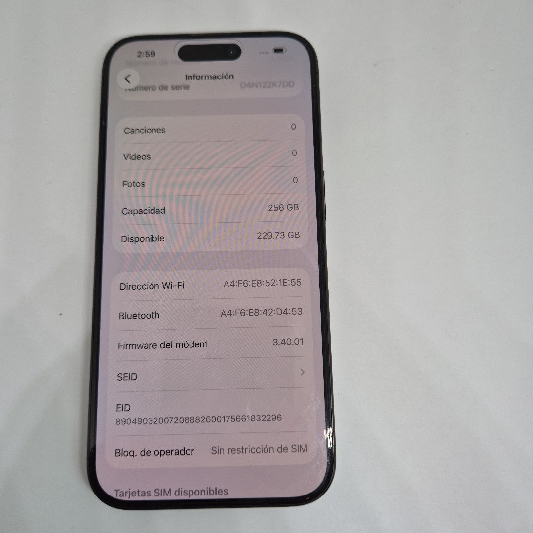 CELULAR APPLE IPHONE 15 PRO A3101 256 GB 8 GB RAM (SEMINUEVO)