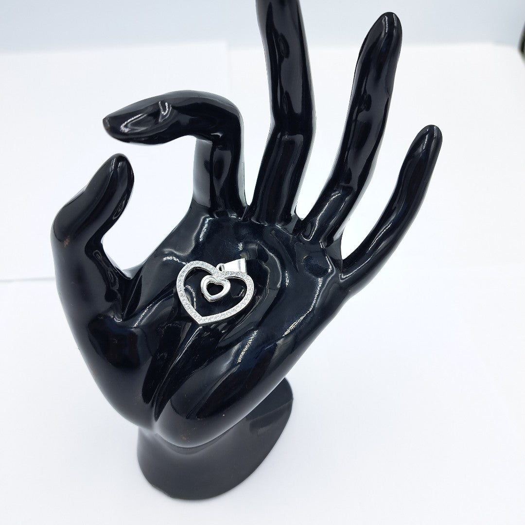 DIJE CORAZON C/CIRCONIAS PLATA .925 2.7 GR (NUEVO)