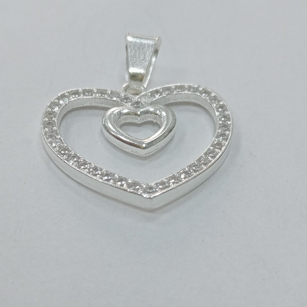 DIJE CORAZON C/CIRCONIAS PLATA .925 2.7 GR (NUEVO)