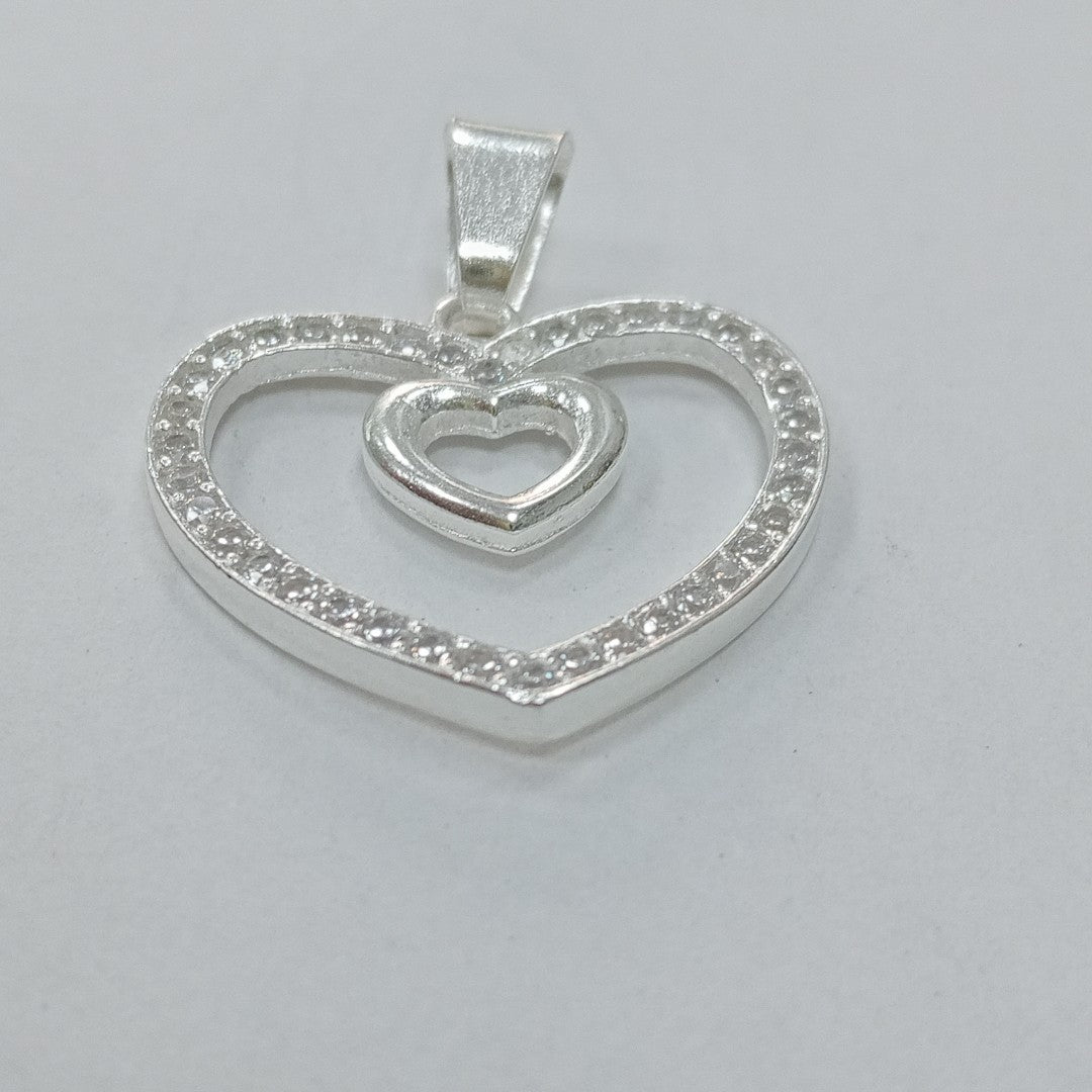 DIJE CORAZON C/CIRCONIAS PLATA .925 2.7 GR (NUEVO)