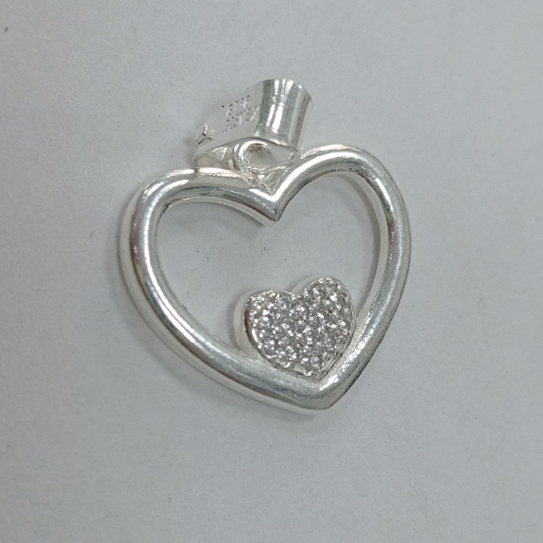DIJE CORAZON C/CIRCONIAS PLATA .925 2.5 GR (NUEVO)